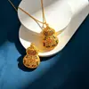 Collar de la Fortuna y la Prosperidad Estilo Antiguo Chapado en Oro con Filigrana Hueca de Goteo de Aceite, Colgante de Calabaza Estilo Chino Nuevo, Accesorio de Larga Duración que Conserva el Color