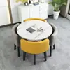 Mesa de Negociación y Sillas Modernas Sencillas para Recepción Juego de Sala de Espera Oficina de Ventas Tienda Oficina Mesa Redonda Pequeña de Ocio Mesa de Comedor Nórdico