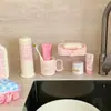 Set de tocador rosa para niñas, cubo para dormitorio de estudiantes, lavabo, cesta de baño, artículos de tocador, cubo de plástico grueso y resistente