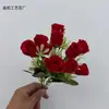 Ramo de rosas artificiales de 5 ramas y 10 cabezas, decoración de arco para pasillo de boda, flores artificiales, arreglos florales para el hogar, materiales de flores de seda, venta al por mayor