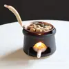 Plato para Cucharilla de Té Tostado de Cobre Despertar Vajilla de Té Horneado de Té Madera Cerámica Estufa Cálida para Té Base de Calentamiento con Vela Estufa de Aceite para Aromaterapia