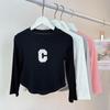 Camiseta de Primavera y Otoño para Niñas Estilo Occidental para Bebé Infantil Distintiva Moderna con Estampado de Letras Coreanas Irregular a la Moda Camiseta Básica