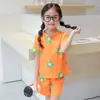 Traje de Manga Corta para Niñas, Pijamas para Niños, Ropa de Verano 100% Algodón para Niñas Pequeñas, Ropa Delgada para Aire Acondicionado, Ropa de Casa para Niños Medianos y Mayores