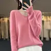 Suéter de Punto de Lana de Alta Gama Listo para Usar para Mujer, Nuevo Otoño e Invierno Color Sólido Holgado Versátil Suéter Base de Lana