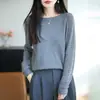 Suéter de Punto Redondo de Lana Fina Otoño/Invierno 2026 Manga Larga para Mujer Color Sólido Hueco Holgado Camisa Base Superior