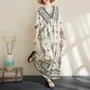 Vestido Original de Estilo Francés de Manga Corta con Cuello en V Delgado Drapeado Posicionado Estampado Holgado Adelgazante para Mujer