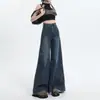 Jeans Americano Retrô de Perna Larga para Mulheres, Tendência Inverno 2025, Novo Estilo Versátil, Calças Retas Largas Flare