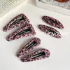 Pinza para el pelo con estampado de leopardo rosa dulce y genial estilo retro, mismo estilo que Dongdaemun Corea, clip de rotura versátil de alta gama, clip lateral para flequillo