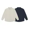 Yidao Vintage Otoño 2026 Nueva Colección: Camisa de estilo chino, retro y estética de 'viejo dinero', con un pequeño cuello mao, informal, de corte holgado y manga larga
