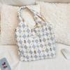 4613 Corea del Sur Verano Relieve Lindo Bolsa de Lona Diseño Nicho Bolso Tote de Gran Capacidad Bolso de Hombro Bajo el Brazo