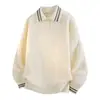 Ropa para Hombre Acu Polo con Cuello de Solapa Tejido, Tejido Estilo Preppy, Espesado Otoño e Invierno Holgado Estilo Perezoso Tops Casuales