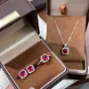 Set de Joyería de Piedra Cultivada para Mujer, Botella de Perfume, Producto Más Vendido Transfronterizo: Anillo, Pendientes, Colgante, Collar Juego de Tres Piezas