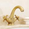 Grifo Europeo Transfronterizo para Lavabo Frío y Caliente Gabinete de Baño Lavabo Un Agujero Doble Manija Rueda Color Antiguo Grifo de Cuerno
