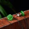 Brincos de Jade Hetian DIY Femininos Prata 925 Inserido Brincos de Jaspe Brincos de Jade Flor Simples Joia Presente