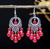 Pendientes de borlas turquesas de estilo bohemio para mujer, aretes de moda exóticos étnicos Yunnan retro combinables, joyería