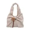 Bolsa de Ombro Única de Jeans Nova Moda Simples 2025 Bolsa Tote de Commuter Exclusiva com Laço
