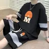Traje Casual de Verano para Hombre, Camiseta Waffle Casual de Manga Corta Talla Grande, Shorts Deportivos Sueltos de Moda para Hombres Gordos