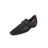Zapatos de salón elegantes estilo francés de 3,5 cm, nuevo modelo otoño e invierno 2026, punta cuadrada, tacón grueso, mocasines slip-on con tira en T
