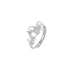 Anillo en Blanco de Plata de Ley S925 Forma de Pera 6*8mm Acabado Cepillado Base Floral Piedra Sin Montar Componente DIY