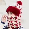 Chapéu de Pelúcia Pied-de-Poule para Ciclismo, Novo Estilo Outono e Inverno, à Prova de Vento e Frio, Espessado e Quente, Gorro e Proteção de Orelha Tudo-em-Um, Chapéu Super Fofo