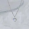 Collar de Corazón de Piedra Lunar Multicolor Estilo Coreano Transfronterizo Temperamento Elegante Gradiente Corazón de Melocotón Cadena para Clavícula de Perla Redonda