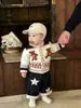 Ropa Coreana para Niños Conjunto de Primavera Lindo Bebé Niño Oso de Dibujos Animados Suéter Cárdigan de Punto Otoño Versátil Jeans