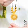 Collar con colgante de cadena de suéter de marca de seda ahuecada con ventana de flores de rosa tachonadas de oro y arena vietnamita de larga duración, accesorios para mujer