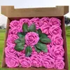 Caja de Regalo Transfronteriza Espuma Pe Rosa Flor Falsa con Palo 25 Flores Decorativas de Boda Regalo de San Valentín