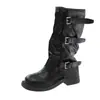 Botas Largas de Suela Gruesa Color Marrón Maillard de Caña Alta para Mujer 2026 Nuevas Botas Vaqueras Occidentales de Caballero Primavera Verano de Media Pantorrilla Caídas