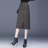 Moderna Falda Recta de Lana para Mujer, Nueva Falda Lápiz a Cuadros Estilo Coreano Elegante Otoño e Invierno 2025, Falda de Longitud Media