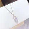 Collar de zirconita ultrabrillante para mujer, cadena de clavícula de acero de titanio en oro rosa moderno, collar con colgante de temperamento nuevo y moderno, joyería