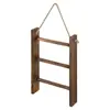 Estante de Almacenamiento Viejo de Madera Estante para Toallas Bufandas de Baño Colgante Trapezoidal con Cuerda de Cáñamo Montado en Pared Estante Decorativo