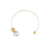 Joyería Transfronteriza Europea y Americana Personalidad Simple Geométrico Asimétrico Collar de Perlas Redondas Sentido de Diseño de Nicho Collar Abierto para Mujer