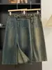 Saia Jeans Cinza Cimento com Fenda para Mulheres, Saia Lápis Midi de Cintura Alta Linha A Versátil para Primavera e Verão