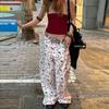 Jeans de Pierna Ancha de Cintura Alta con Estampado de Hello Kitty, Diseño Dulce, Estilo Perezoso, Pantalones Largos Sueltos para Mujer