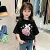 Ropa de Verano para Niños Ropa Elegante para Niñas Camiseta de Manga Corta para Niños Algodón Puro 2026 Modelo Nuevo Camiseta Básica de Manga Media para Niñas