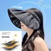 Sombrero de Sol de Verano Moda Femenina Top Abierto Sombrero de Concha Negra Doble Uso Diadema Sombrero Parasol Transpirable Sombrero de Sol