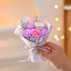 Flor de Jabón Regalo Navideño Rosa Flor Artificial Flor Falsa Ramo Pequeño Recuerdo Accesorio Venta al por Mayor Transfronterizo Ramo Hecho a Mano