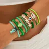 Joyería Europea y Americana, Pulsera de Cuentas Verdes Estilo Étnico Bohemio, Pulsera de Cristal Apilable de Diseño Moderno