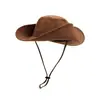 Chapéu de Cowboy Ocidental Retrô Americano Chapéu de Inverno ao Ar Livre para Montanhismo Chapéu de Sol para Viagem Ocidental em Sichuan Chapéu de Pescador com Proteção Solar Masculino