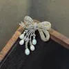 Acessórios DIY Broche de Borla Inteligente Pin Elegante Cobre Banhado a Ouro Zircônia Micro Broche Pérola Corsage Suporte Vazio