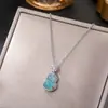 Corrente de clavícula em aço titânio estilo nacional retrô pingente de cadeado da paz de jade temperamento versátil acessórios de estilo chinês de alta qualidade