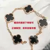 Pulsera de trébol de cinco hojas de alta gama, chapada en oro V de alta calidad con oro de 18 quilates, unisex, versátil, elegante y lujosa