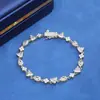 Hip Hop Europeo y Americano Pulsera de Plata de Ley s925 Trébol de Cuatro Hojas Gota de Agua Moissanita Collar Joyería de Nicho de Lujo Ligero Personalización