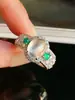Anillo de Joyería de Jade Shuimo Natural y Cuarzo de Myanmar Comparable a la Calcedonia de Jade Joyería Chapada en Plata S925