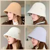 Sombrero de Pescador de Lana de Color Sólido Otoño e Invierno para Mujer, Sombrero de Cubo con Forma de Trébol, Circunferencia de Cabeza Elástica, Sombrero de Cubo Grueso de Moda para Mujer