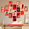 Decoração de Ano Novo 2026 Arranjo de Festival da Primavera Cartão Postal Atmosfera de Véspera de Ano Novo Adesivo de Fundo Estilo Chinês Adesivo de Parede para Quarto Sala de Estar