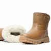 Botas de Nieve para Hombre del Noreste de Caña Alta Piel Lana Integradas Invierno Engrosadas Zapatos Grandes de Algodón Impermeables Mongolia Interior Talla Grande Botas de Montar