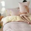 Nuevo fresco y simple conjunto de cuatro piezas de gasa de doble capa 100% algodón puro para aeróbicos, ultra suave para dormir sin ropa, ropa de cama estilo sábana bajera