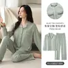 Pijama de Algodón con Almohadilla en el Pecho para Mujer Primavera y Otoño Manga Larga 205 Nuevo Otoño e Invierno Cárdigan Simple Cárdigan Ropa para Casa